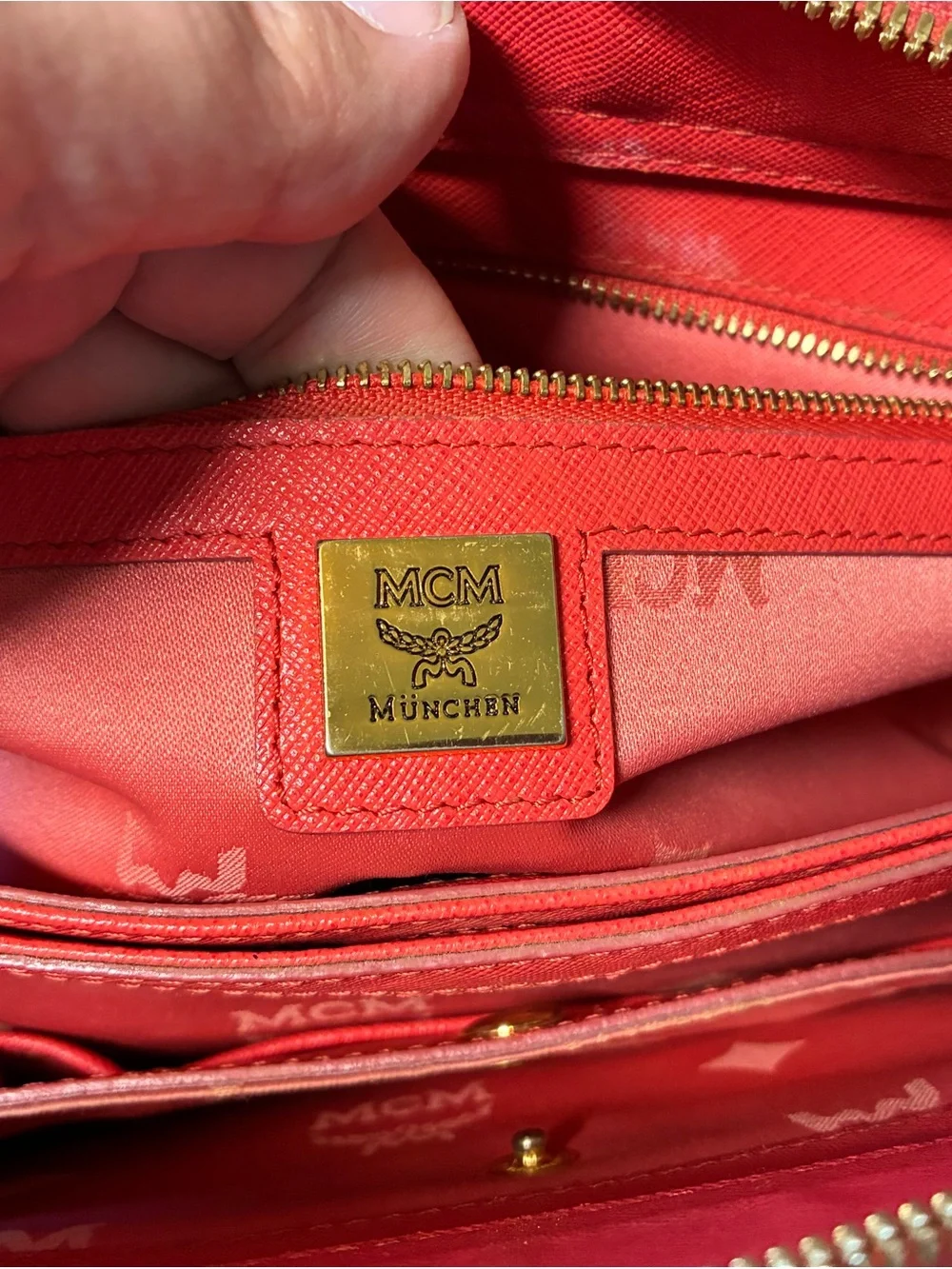 MCM Red Leather Tote
